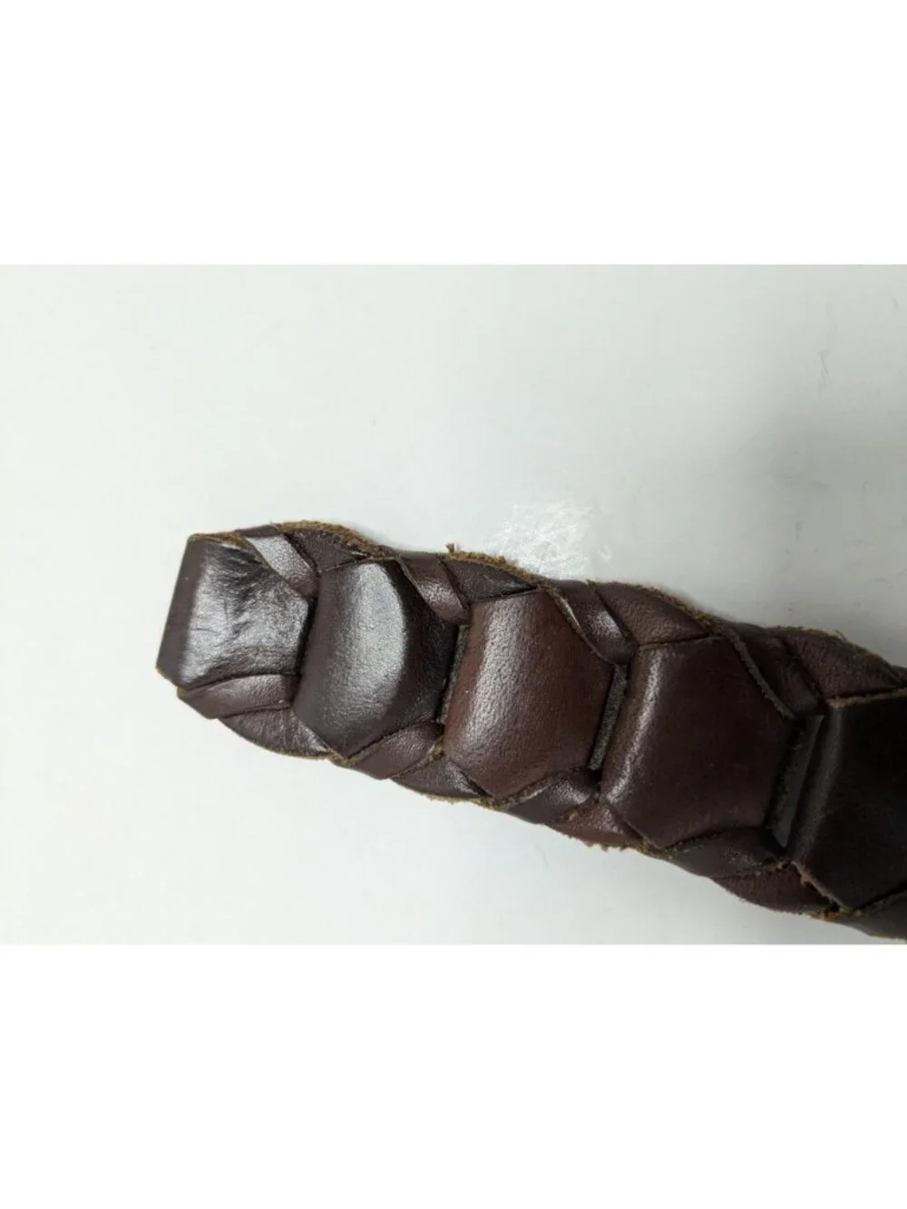 Abercrombie & Fitch Braided Brown Leather Link Belt Mens Size 34 Vintage/Y2K